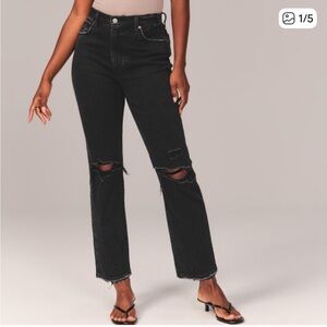 Abercrombie & Fitch Women's Black High Rise Distressed Jeans